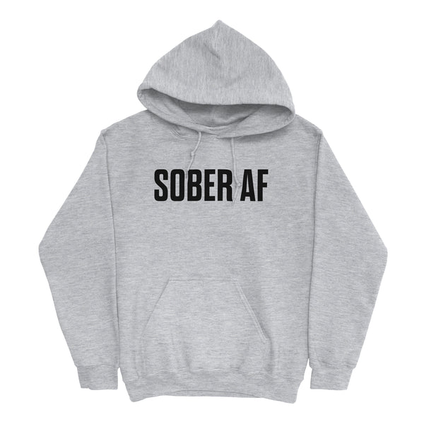 Sober AF Hoodie — Black on Grey Heather