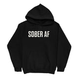 Sober AF Hoodie — White on Black