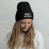Sober As Fuck Beanie — White on Black