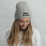 Sober As Fuck Beanie — Black on Grey Heather