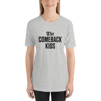 The Comeback Kids Unisex T-Shirt — Black on Grey Heather
