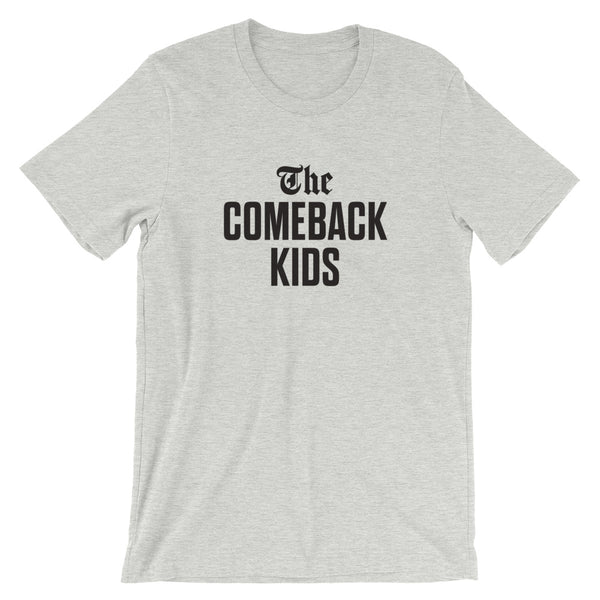 The Comeback Kids Unisex T-Shirt — Black on Grey Heather