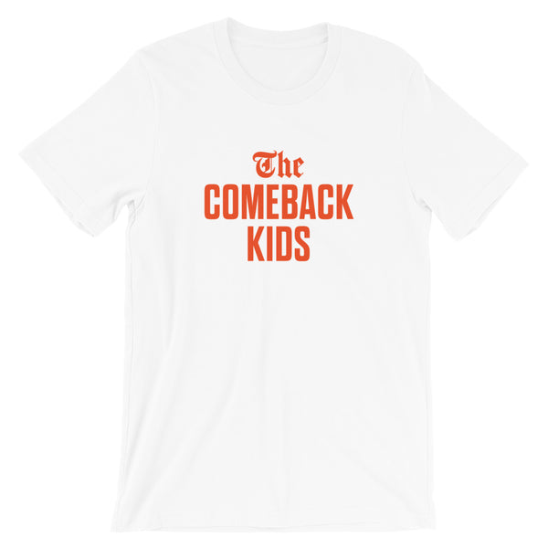 The Comeback Kids Unisex T-Shirt — Orange on White