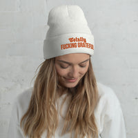 Totally Fucking Grateful Beanie — Orange on White