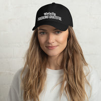 Totally Fucking Grateful Dad Hat — White on Solid Black