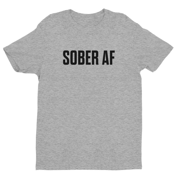 Sober AF Men's Fitted T-Shirt — Black on Grey Heather