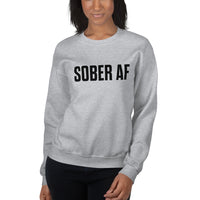 Sober AF Sweatshirt — Black on Grey Heather