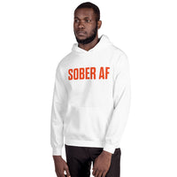 Sober AF Hoodie — Orange on White