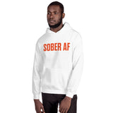 Sober AF Hoodie — Orange on White