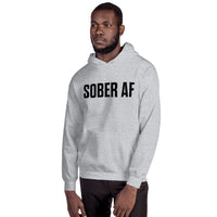 Sober AF Hoodie — Black on Grey Heather