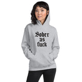 Sober As Fuck Hoodie — Black on Grey Heather