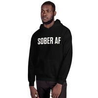 Sober AF Hoodie — White on Black