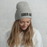 Sober AF Beanie — Black on Grey Heather