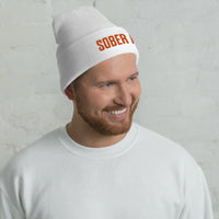 Sober AF Beanie — Orange on White