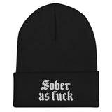 Sober As Fuck Beanie — White on Black