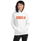 Sober AF Hoodie — Orange on White