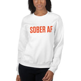 Sober AF Sweatshirt — Orange on White