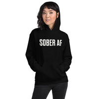 Sober AF Hoodie — White on Black