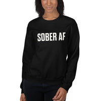 Sober AF Sweatshirt — White on Black