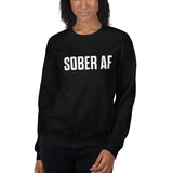 Sober AF Sweatshirt — White on Black