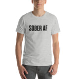 Sober AF Unisex T-Shirt — Black on Grey Heather