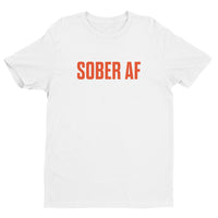 Sober AF Men's Fitted T-Shirt — Orange on White