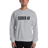 Sober AF Sweatshirt — Black on Grey Heather