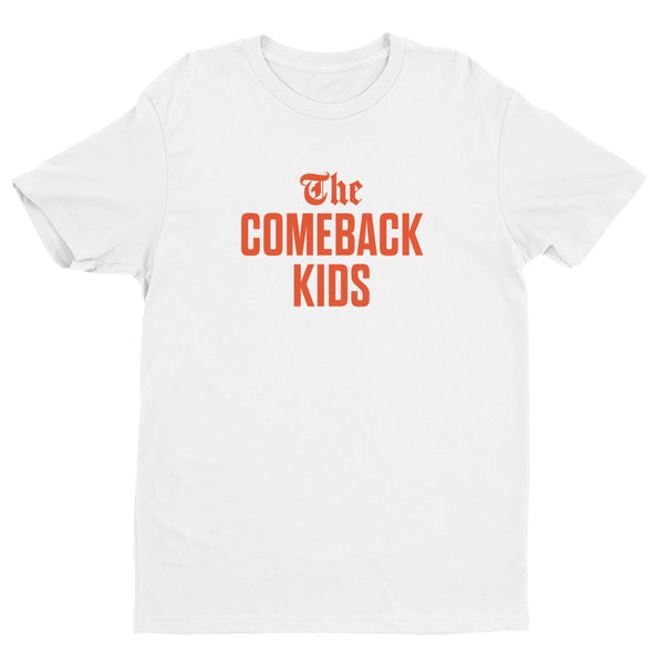 The Comeback Kids Men's Fitted T-Shirt — Orange on White