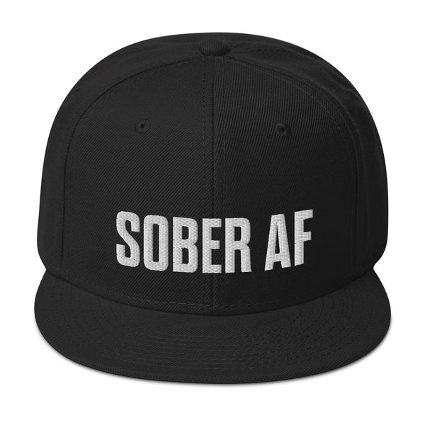 Sober AF Snapback — White on Black