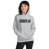 Sober AF Hoodie — Black on Grey Heather