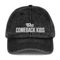 The Comeback Kids Dad Hat — White on Vintage Cotton Twill Black