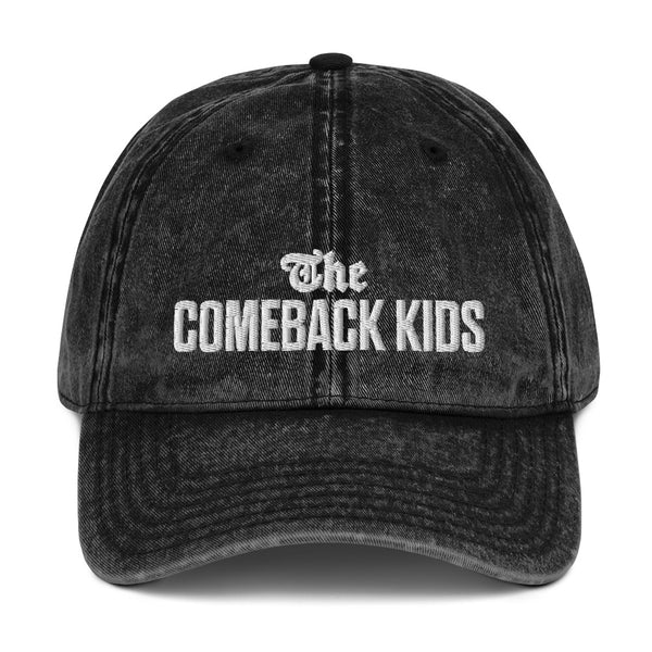 The Comeback Kids Dad Hat — White on Vintage Cotton Twill Black