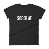 Sober AF Women's T-Shirt — White on Black