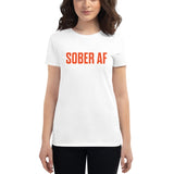 Sober AF Women's T-Shirt — Orange on White