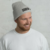 Sober AF Beanie — Black on Grey Heather